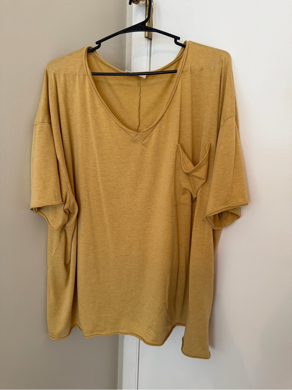 Zenana Outfitters Mustard V-Neck Pocket Tee